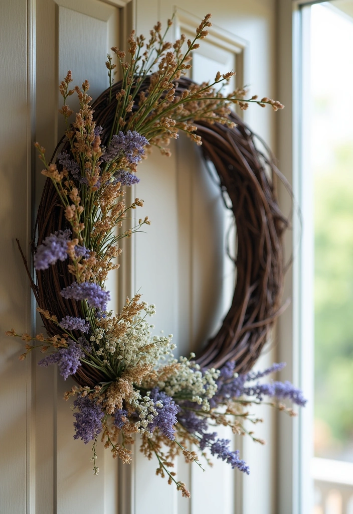 10 Budget Minimalist Spring Wreath Ideas to Refresh Your Home (You’ll Love #5!) - 1. Dried Flower Delight