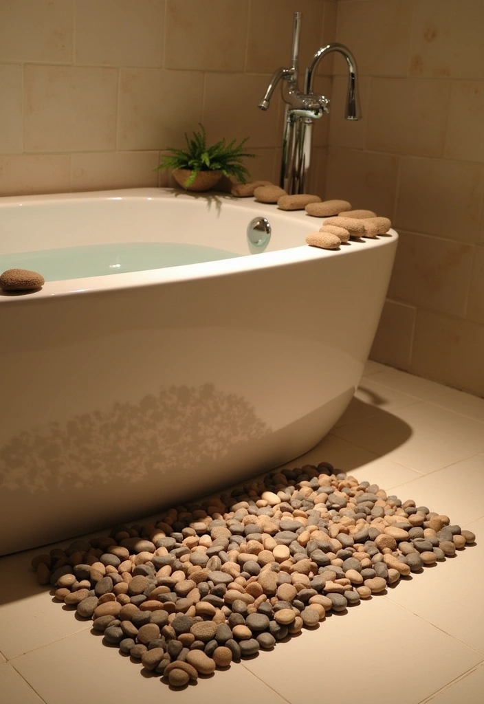 12 Nature Bathroom Decor Ideas That Will Bring Serenity to Your Daily Routine! - 6. Stone and Pebble Accents