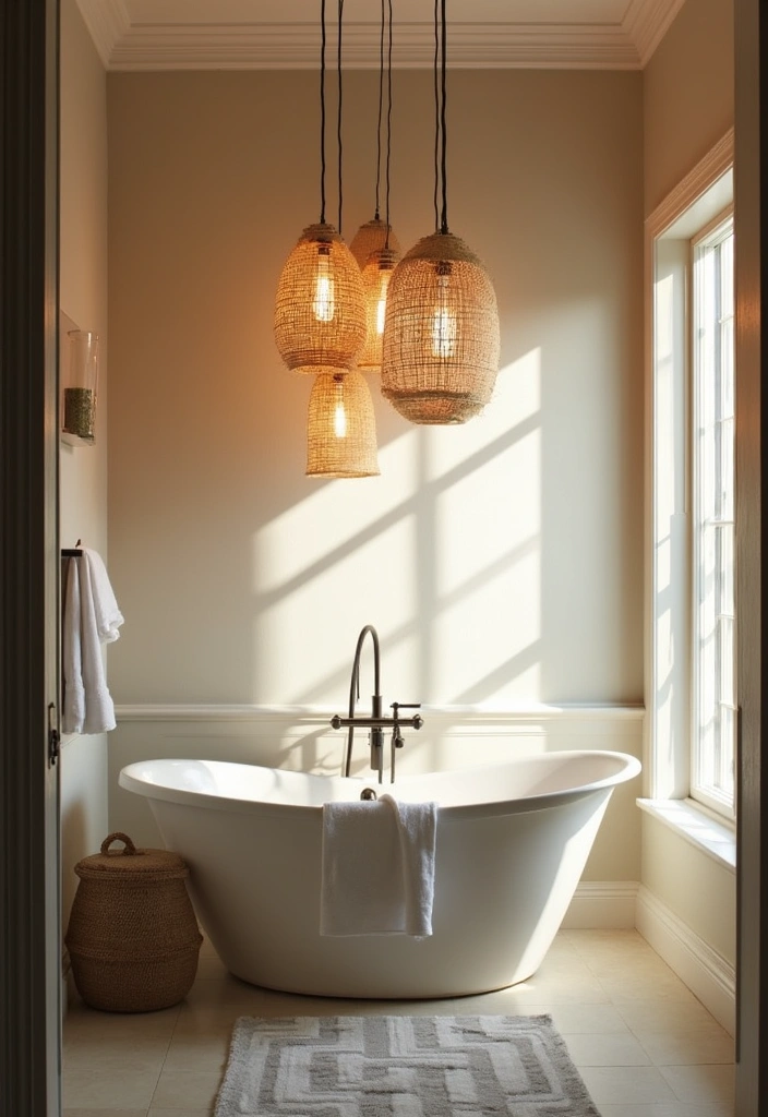 12 Nature Bathroom Decor Ideas That Will Bring Serenity to Your Daily Routine! - 8. Outdoor-Inspired Lighting