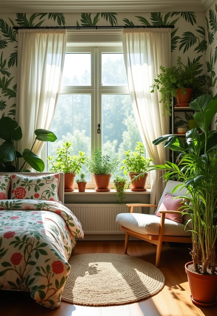 12 Nature Themed Bedroom Aesthetics That Will Transform Your Space Into a Serene Oasis! - 1. Botanical Bliss