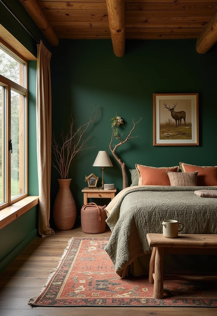 12 Nature Themed Bedroom Aesthetics That Will Transform Your Space Into a Serene Oasis! - 4. Forest Retreat