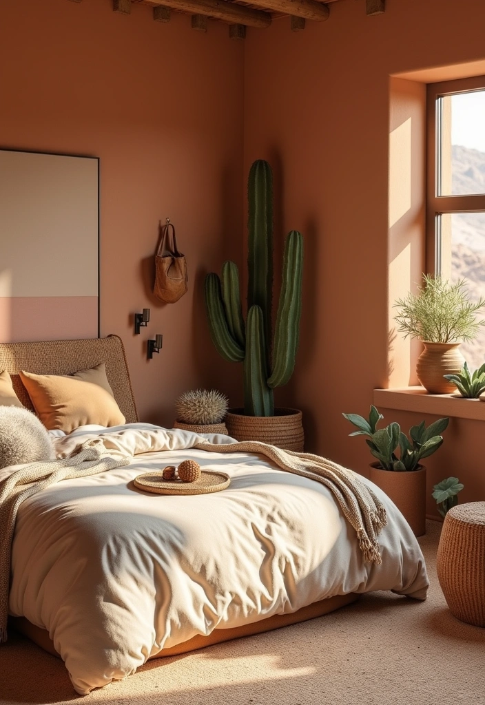 12 Nature Themed Bedroom Aesthetics That Will Transform Your Space Into a Serene Oasis! - 7. Desert Oasis