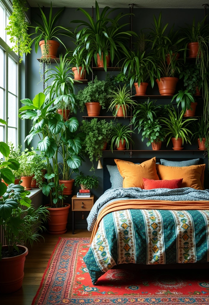 12 Nature Themed Bedroom Aesthetics That Will Transform Your Space Into a Serene Oasis! - 9. Urban Jungle