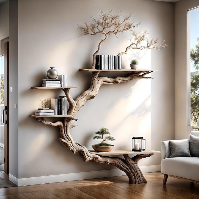 15 Nature Decor Ideas for Your Living Room That Will Make You Feel Like You're in a Forest! - Branch Out with Natural Shelving