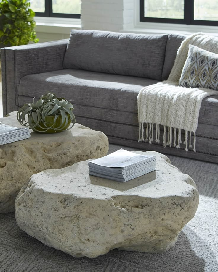 18 Luxury Nature Home Decor Hacks to Create Your Personal Oasis! - Stone-Look Coffee Tables