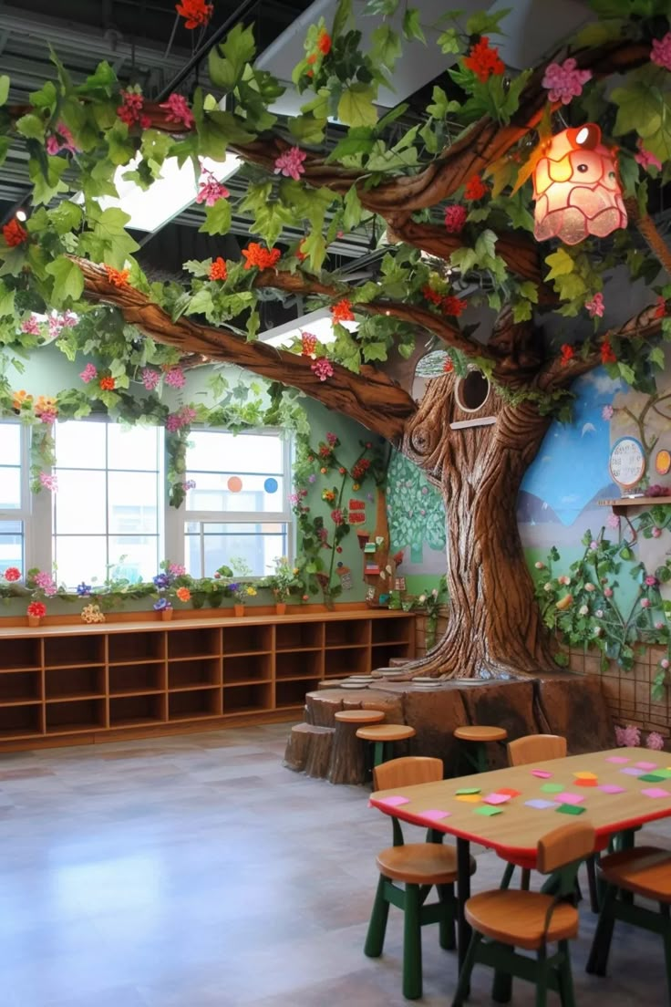 19 Eco-Friendly Classroom Decor Ideas You Can’t Miss (Especially #10!) - 6. Tree-Themed Learning Space