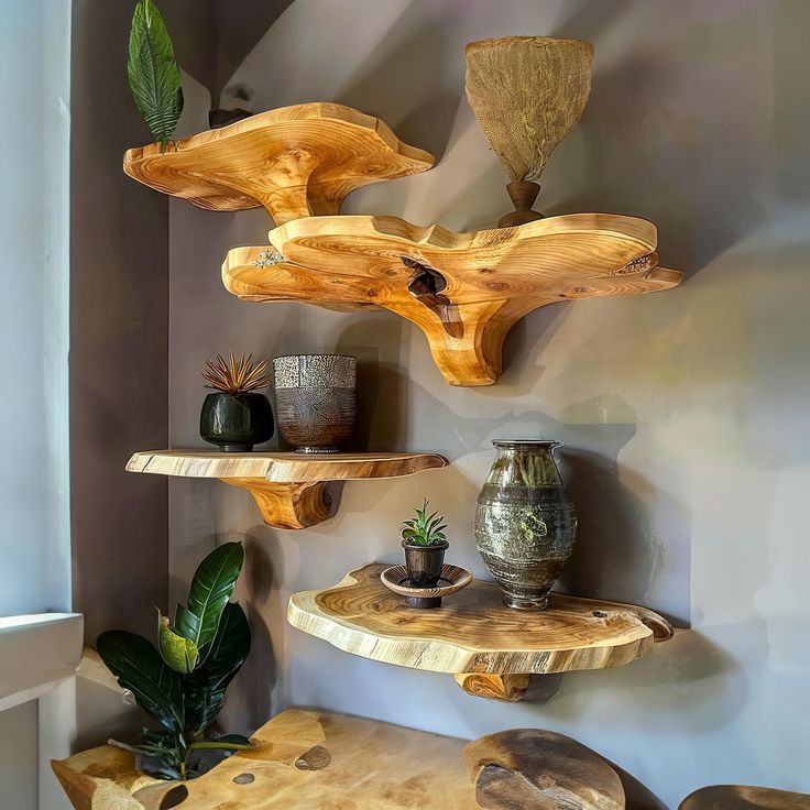 19 Wood Decor Ideas That’ll Add a Touch of Nature to Your Home (Get Ready for #5!) - 4. Live Edge Floating Shelves