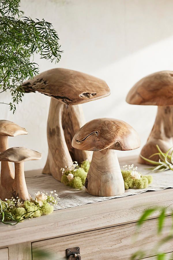 19 Wood Decor Ideas That’ll Add a Touch of Nature to Your Home (Get Ready for #5!) - 5. Nature-Inspired Wooden Mushrooms