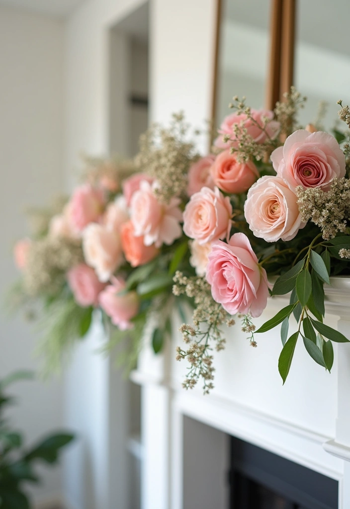 20 Spring Mantel Decorating Ideas That Will Make Your Living Room Bloom! - 1. Fresh Flower Cascade