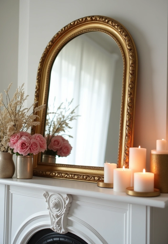 20 Spring Mantel Decorating Ideas That Will Make Your Living Room Bloom! - 13. Elegant Mirror Accents