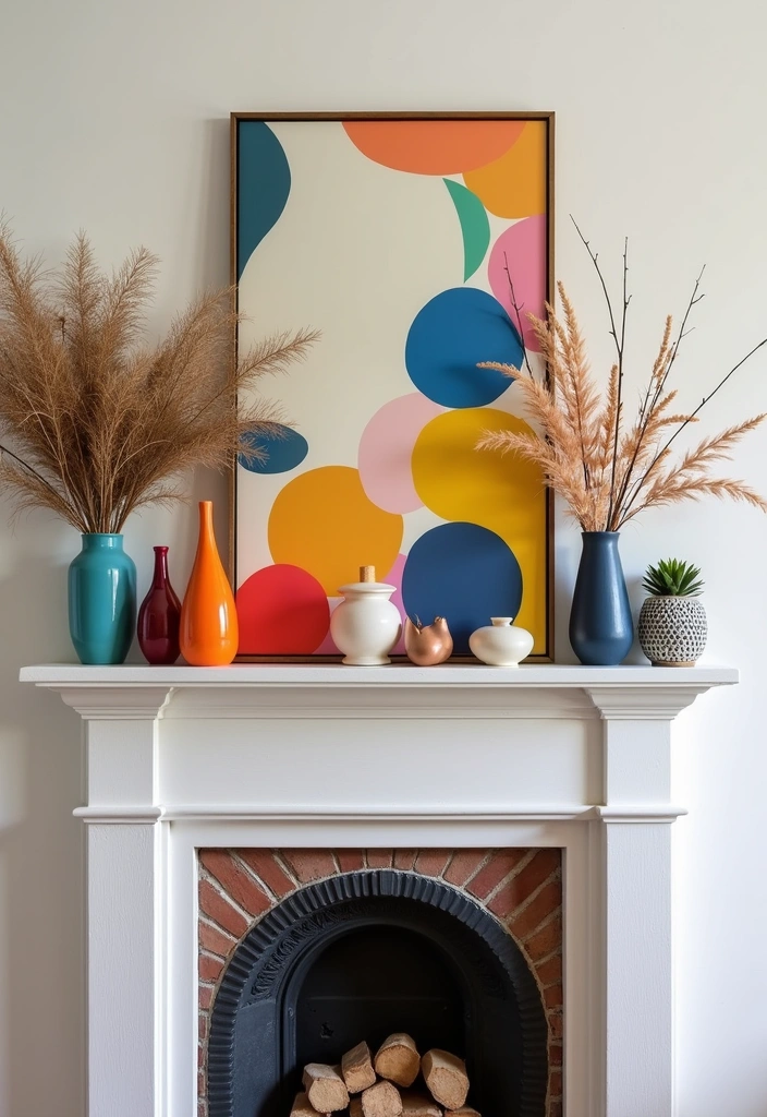 20 Spring Mantel Decorating Ideas That Will Make Your Living Room Bloom! - 14. Colorful Geometric Shapes