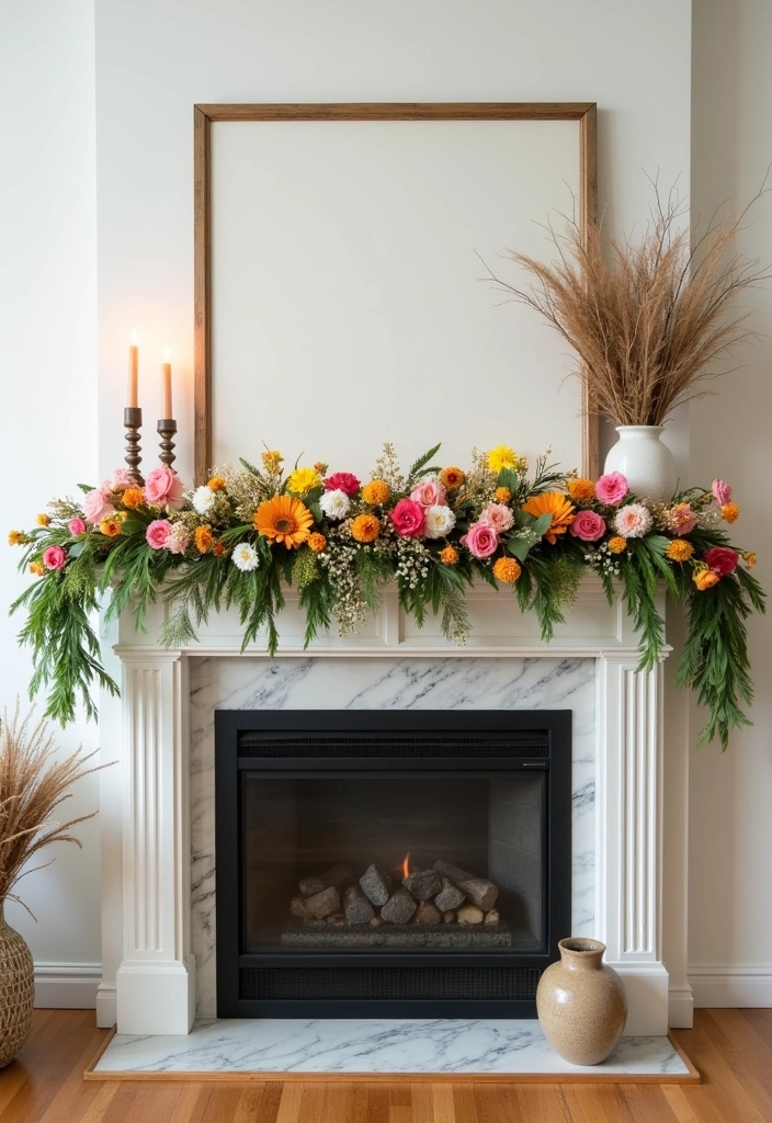 20 Spring Mantel Decorating Ideas That Will Make Your Living Room Bloom! - 15. Festive Spring Garland