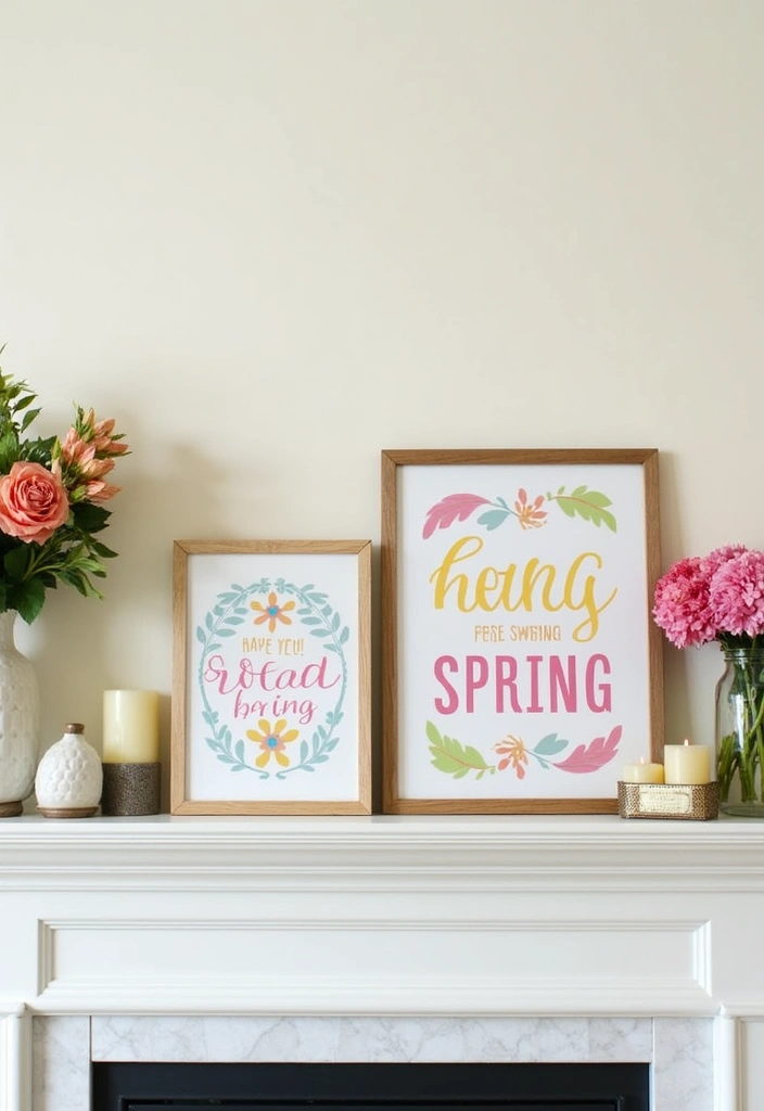 20 Spring Mantel Decorating Ideas That Will Make Your Living Room Bloom! - 16. Spring-Themed Signage