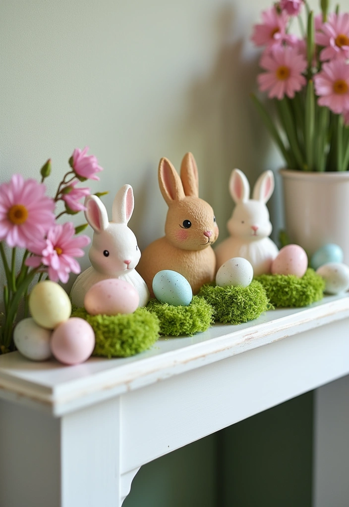 20 Spring Mantel Decorating Ideas That Will Make Your Living Room Bloom! - 2. Whimsical Bunny Accents