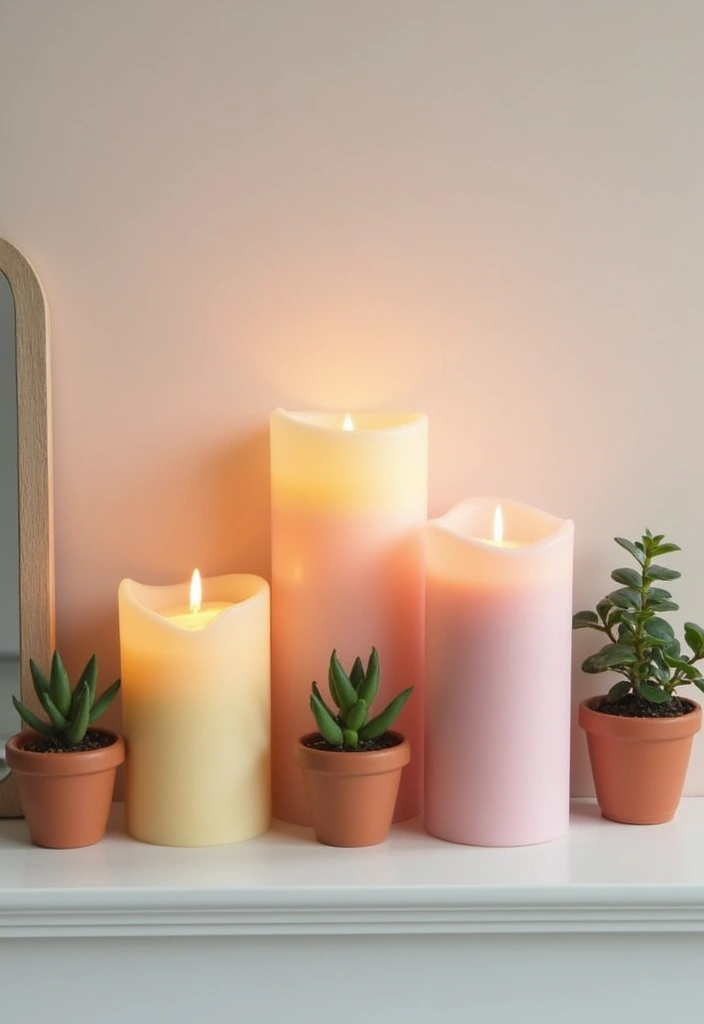 20 Spring Mantel Decorating Ideas That Will Make Your Living Room Bloom! - 3. Pastel Candle Collection