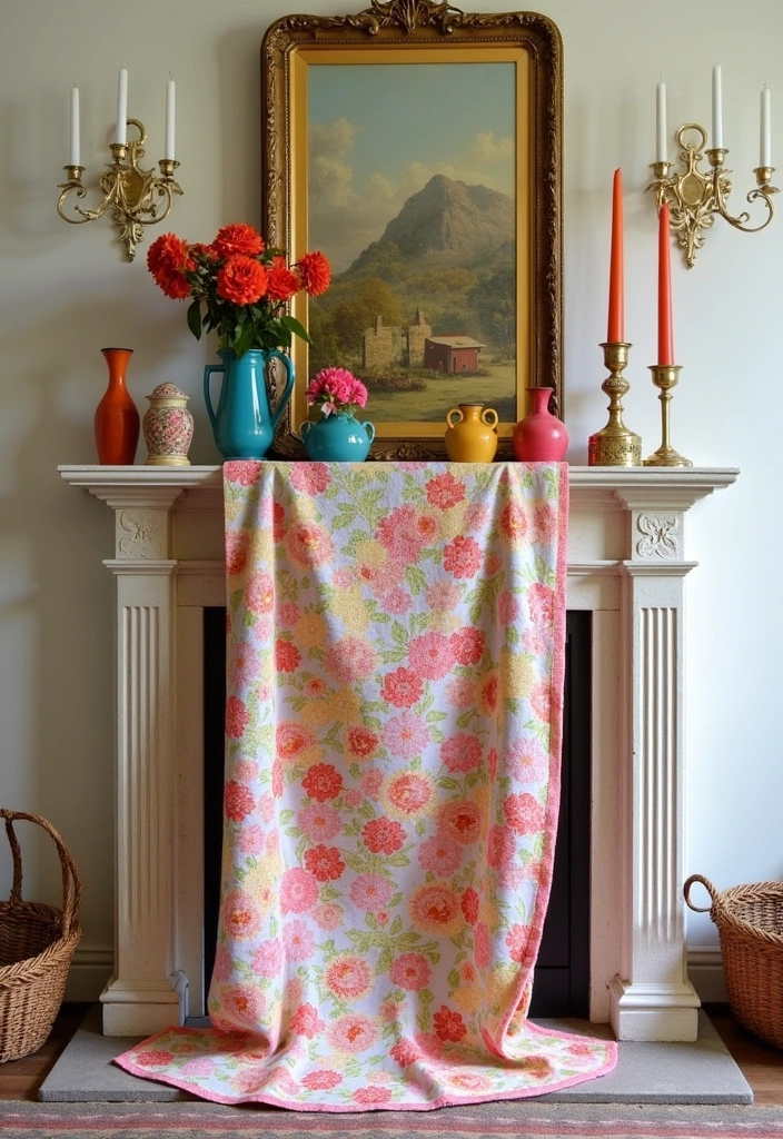 20 Spring Mantel Decorating Ideas That Will Make Your Living Room Bloom! - 8. Bright and Bold Textiles