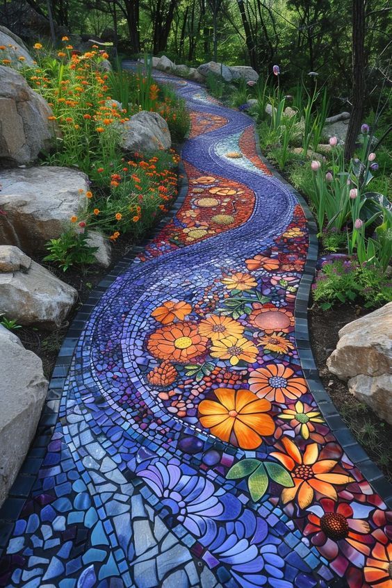 22 Stunning Nature Decor Ideas for Your Outdoor Space (You'll Love #13!) - Mosaic Pathway