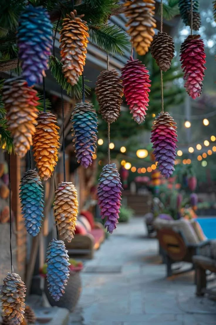 22 Stunning Nature Decor Ideas for Your Outdoor Space (You'll Love #13!) - Vibrant Pinecone Decor