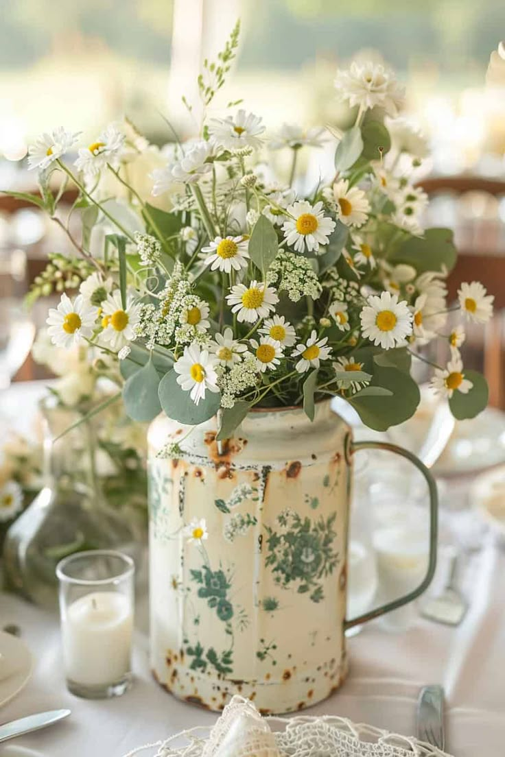 22 Unique Spring Centerpiece Ideas That Will Impress Your Guests (#5 Is a Must-Try!) - Charming Eucalyptus Arrangement