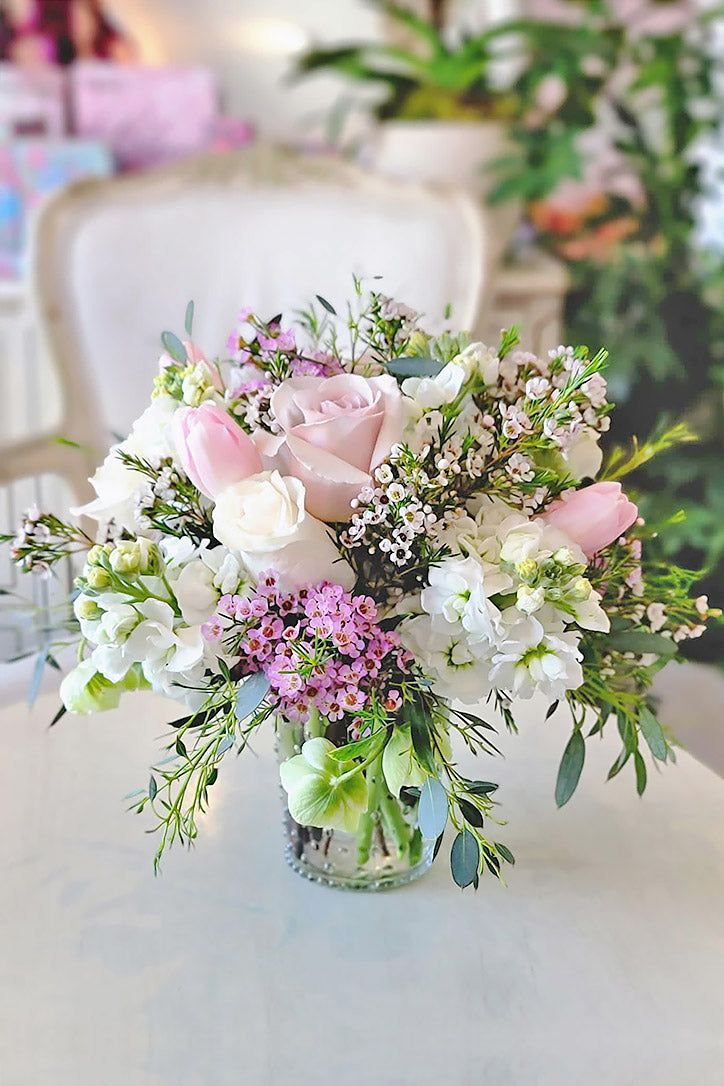 22 Unique Spring Centerpiece Ideas That Will Impress Your Guests (#5 Is a Must-Try!) - Pastel Bloom Bouquet