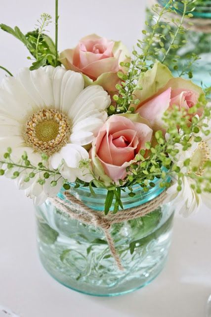 22 Unique Spring Centerpiece Ideas That Will Impress Your Guests (#5 Is a Must-Try!) - Rustic Jar Arrangement